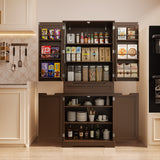 71 "H Kitchen Pantry Cabinet with 4 Doors and 1 Drawer, Solid & Sturdy, Storage Cabinet for Entryway, Kitchen - Dark Brown