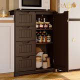 33.5 "H Kitchen Storage Cabinet, Pantry Cabinet with Doors and Adjustable Shelves for Kitchen-Dark Brown