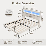 Asofer Full Bed Frame, Modern Upholstered Storage Platform Headboard with USB Charging,Beige