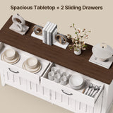 Asofer 55" Sideboard Buffet Cabinet with 4 Door 2 Drawer, Wood Storage Cabinet with Adjustable Shelves for Kitchen Dining Room, Retro