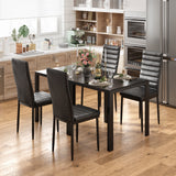 Dining Table Set for 2, Asofer 3 Pieces  Kitchen Table and PU Leather Chairs Set for Small Space, Black