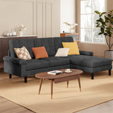 Asofer 82" Sofa Couch, L Shaped Convertible Sectional Sofa with Soft Velvet, Modern Couches for Living Room Apartment Office, Black