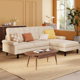 Asofer 82" Sofa Couch, L Shaped Convertible Sectional Sofa with Soft Velvet, Modern Couches for Living Room Apartment Office, Beige