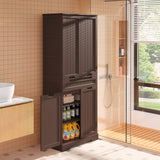 64" Tall Kitchen Pantry, Farmhouse Storage Cabinet, Organizer, Drawer and Adjustable Shelves for Kitchen, Dining Room, Bathroom - Brown