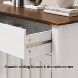 55" Farmhouse Buffet Sideboard for Kitchen, 2 Drawers & 4 Doors Wood Storage Cabinet for Living Room - White+Retro