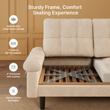 Asofer 82" Sofa Couch, L Shaped Convertible Sectional Sofa with Soft Velvet, Modern Couches for Living Room Apartment Office, Beige