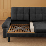 Asofer 82" Sofa Couch, L Shaped Convertible Sectional Sofa with Soft Velvet, Modern Couches for Living Room Apartment Office, Black