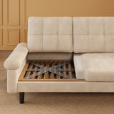 Asofer 82" Sofa Couch, L Shaped Convertible Sectional Sofa with Soft Velvet, Modern Couches for Living Room Apartment Office, Beige