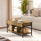 Asofer Coffee Table, Lift Top Coffee Tables for Living Room with Hidden Compartment, Small Central Table, Retro