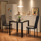 Dining Table Set for 2, Asofer 3 Pieces  Kitchen Table and PU Leather Chairs Set for Small Space, Black