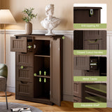 33.5" H Bathroom Floor Storage Cabinet with 4 Drawers and Adjustable Shelf - Dark Brown