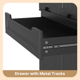 64" Tall Kitchen Pantry, Farmhouse Storage Cabinet, Organizer, Drawer and Adjustable Shelves for Kitchen, Dining Room, Bathroom - Brown