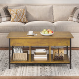 Asofer Coffee Table, Lift Top Coffee Tables for Living Room with Hidden Compartment, Small Central Table, Retro