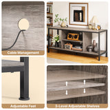 TV Stand for TV to 65 inch with Open Storage Shelves - Gray