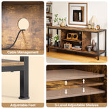 55 "L TV Stand for TVs up to 65", 65 inch TV stand with Storage Shelves for Living Room - Rustic Brown