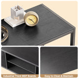Mid-Century Wooden TV Stand for TVs up to 65" with Open Storage Shelves and Metal Frame - Black