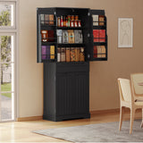 64" Tall Kitchen Pantry, Farmhouse Storage Cabinet, Organizer, Drawer and Adjustable Shelves for Kitchen, Dining Room, Bathroom - Brown