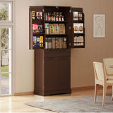 64" Tall Kitchen Pantry, Farmhouse Storage Cabinet, Organizer, Drawer and Adjustable Shelves for Kitchen, Dining Room, Bathroom - Brown