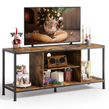 TV Stand for TV to 65 inch with Open Storage Shelves - Retro