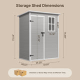 5.1' x 3.2' Plastic Outdoor Shed, All-Weather Resin Large Storage Sheds with Spacious Window & Lockable Door for Patio, Backyard, Garden, Patio, Lawn - Gray