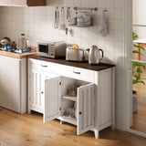 Asofer 55" Sideboard Buffet Cabinet with 4 Door 2 Drawer, Wood Storage Cabinet with Adjustable Shelves for Kitchen Dining Room, Retro