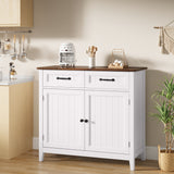 Asofer White Dresser Cabinet with Retro Solid Countertop, for Bedrooms, Living Room, Cloakroom