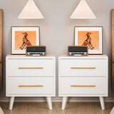 Asofer 2-drawer White Nightstand Set, 20"H Bedside Table Set with 2 Metal Handle, for Bedroom and Living Room