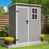 5.1' x 3.2' Plastic Outdoor Shed, All-Weather Resin Large Storage Sheds with Spacious Window & Lockable Door for Patio, Backyard, Garden, Patio, Lawn - Gray