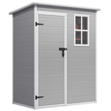 5.1' x 3.2' Plastic Outdoor Shed, All-Weather Resin Large Storage Sheds with Spacious Window & Lockable Door for Patio, Backyard, Garden, Patio, Lawn - Gray