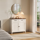 Asofer White Dresser Cabinet with Retro Solid Countertop, for Bedrooms, Living Room, Cloakroom