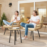 Asofer 3-PCS Outdoor Patio Furniture Set, Wicker Bistro Conversation Set with Cushion for Backyard, Poolside, Deck, Porch, Beige