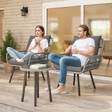 Asofer 3-PCS Outdoor Patio Furniture Set, Wicker Bistro Conversation Set with Cushion for Backyard, Poolside, Deck, Porch, Gray