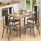 30" H Dining Table Set for 4 with 4 Chairs for Home, Apt, Balcony - Gray