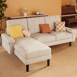 Noelse 82" Sectional Couch, Convertible L-Shaped Sofa Couch with Removable Pillows for Living Room, Apartment, Dark Gray