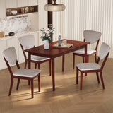 Solid Wood Dining Table Set for 4 rectangular, Asofer Mid-Century Kitchen Table and Chairs with Padded Chairs for Small Spaces/Apartments