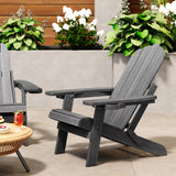 Asofer Adirondack Chair with Retractable Ottoman, Outdoor Folding Chair for Patio Garden Fire Pit, Gray