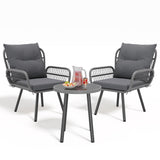 3-Piece Patio Furniture Set, Patio Bistro Set with Outdoor Table and Chairs For Garden, Balcony, Poolside - Grey