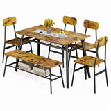 46" Modern Dining Table Set for 6 with 4 Chairs and Bench - Retro