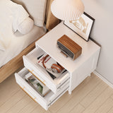 Night Stand 2 Drawer for Bedroom, 20"H Nightstand Bedside Table with Gold Handle, White Nightstand