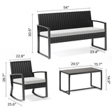 Asofer 4-Piece Outdoor Patio Furniture Set with Glass Table, 2 All-Weather Rattan Rocking Chair for Poolside, Porch