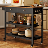 Kitchen Utility Cart with Drawer and Shelves for Home - Black