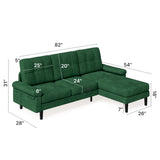 Noelse Durable Convertible Sectional Sofa, 82" L-Shaped Couch with Solid Wood Frame & Reversible Ottoman, Compact Sofa for Apartments & Small Living Rooms, Green