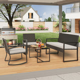 Asofer 8-PCS Patio Furniture Set, Outdoor Rattan Wicker Rocking Chair with Coffee Table for Backyard, Poolside, Porch