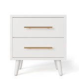 Night Stand 2 Drawer for Bedroom, 20"H Nightstand Bedside Table with Gold Handle, White Nightstand