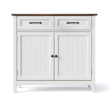 Asofer White Dresser Cabinet with Retro Solid Countertop, for Bedrooms, Living Room, Cloakroom