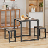 Asofer Dining Table Set for 2, Wooden Kitchen Table with 2 Benches for Small Space, Breakfast Nook, Apartment, Black