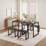 Asofer Dining Table Set for 2, Wooden Kitchen Table with 2 Benches for Small Space, Breakfast Nook, Apartment, Black