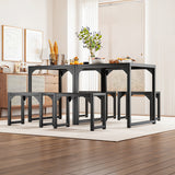 Asofer Dining Table Set for 2, Wooden Kitchen Table with 2 Benches for Small Space, Breakfast Nook, Apartment, Black