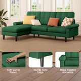 Noelse Durable Convertible Sectional Sofa, 82" L-Shaped Couch with Solid Wood Frame & Reversible Ottoman, Compact Sofa for Apartments & Small Living Rooms, Green
