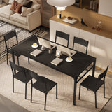 Asofer Dining Table Set for 6 with Chairs, 7-Piece Kitchen Table Set for Apartment, Dining Room, Black